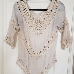 Crochet Creamy Tunic, swimwear cover-up